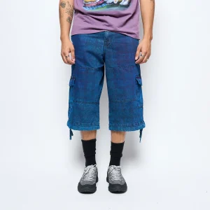 Rassvet - Over Printed Denim Cargo 3/4 Pants Woven